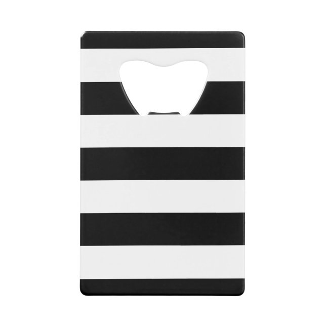 Black And White Stripes Classic Credit Card Bottle Opener (Front)