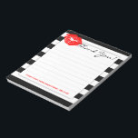 Black and White Stripes & Classic Red Lips Notepad<br><div class="desc">This simple yet chic notepad features a black and white striped design with classic red lips and "Thank You" text at the top, great for personal or business use especially for Direct Sales, Cosmetics, Stylists, Makeup Artists and anyone in the Beauty Industry - simply edit bottom with your own contact...</div>