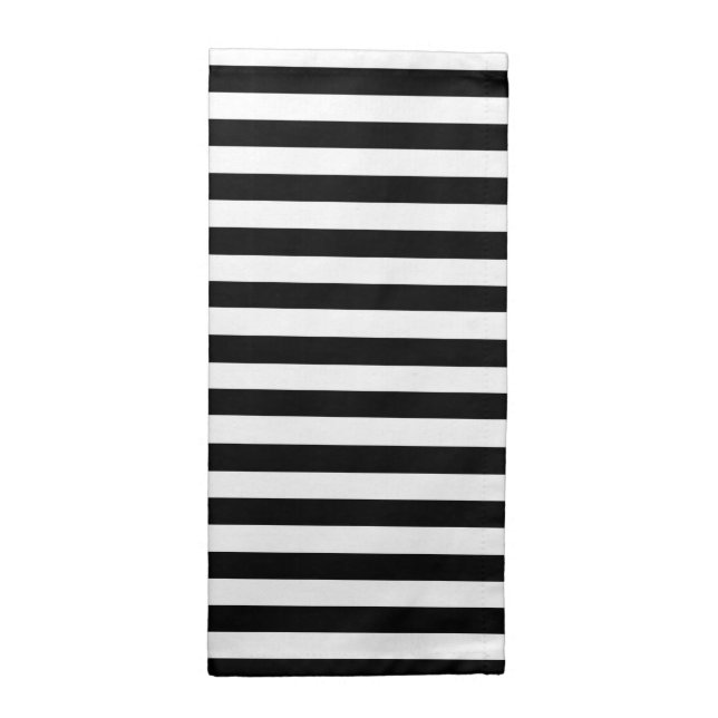 Black and White Stripes Cloth Napkin (Half Fold)