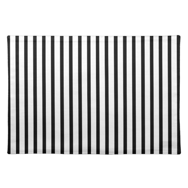 Black and White Stripes Cloth Placemat (Front)