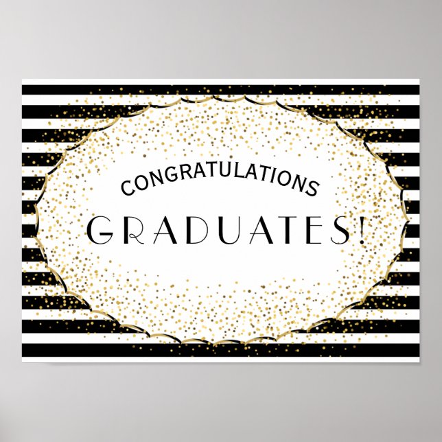 Black and white stripes Congratulations Poster (Front)