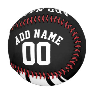 Black and White Stripes - Custom Name and Number Baseball