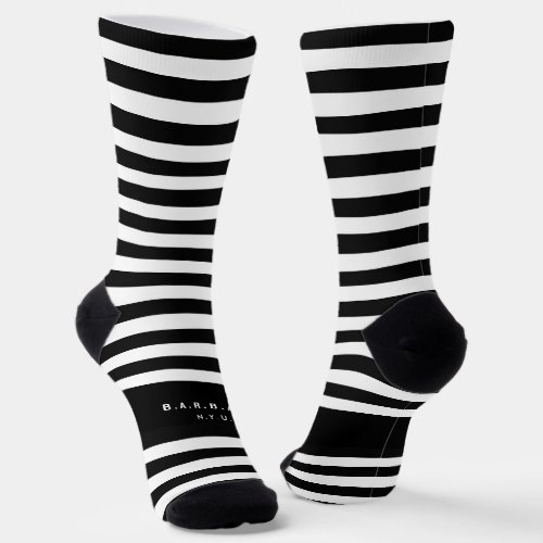 Black and White Stripes Custom Name Socks