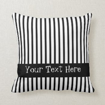 Black And White Stripes Customizable Throw Pillow by Brookelorren at Zazzle