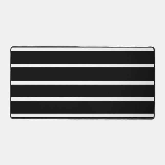 Black and White Stripes Design Desk Mat (Front)
