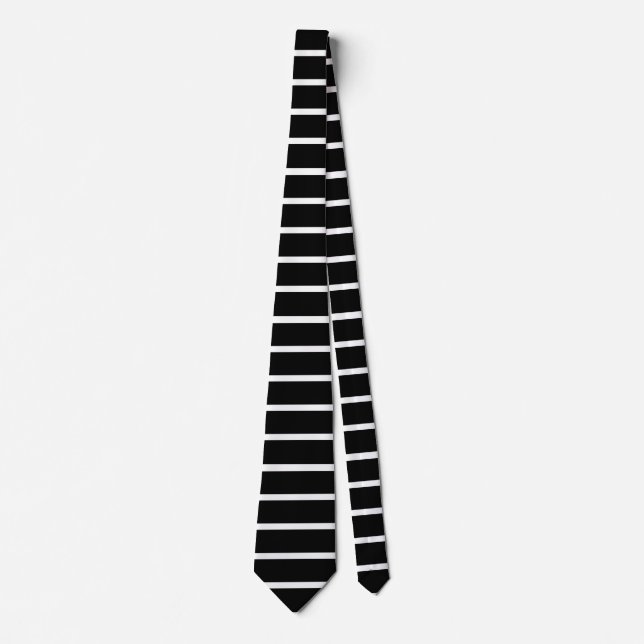 Black and White Stripes Design Neck Tie (Front)