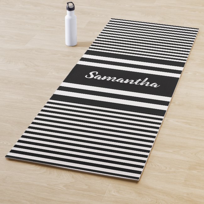 Black and White Stripes Design Yoga Mat