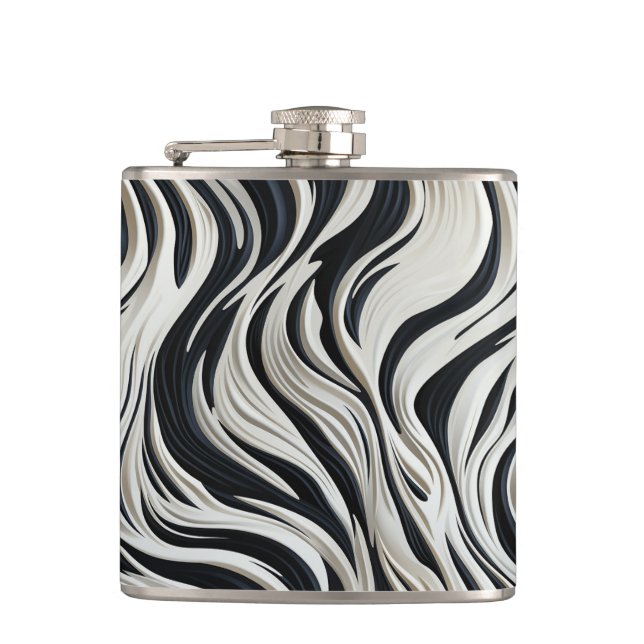 Black and White Stripes Flask (Front)