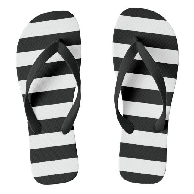Black and White Stripes Flip Flops (Footbed)