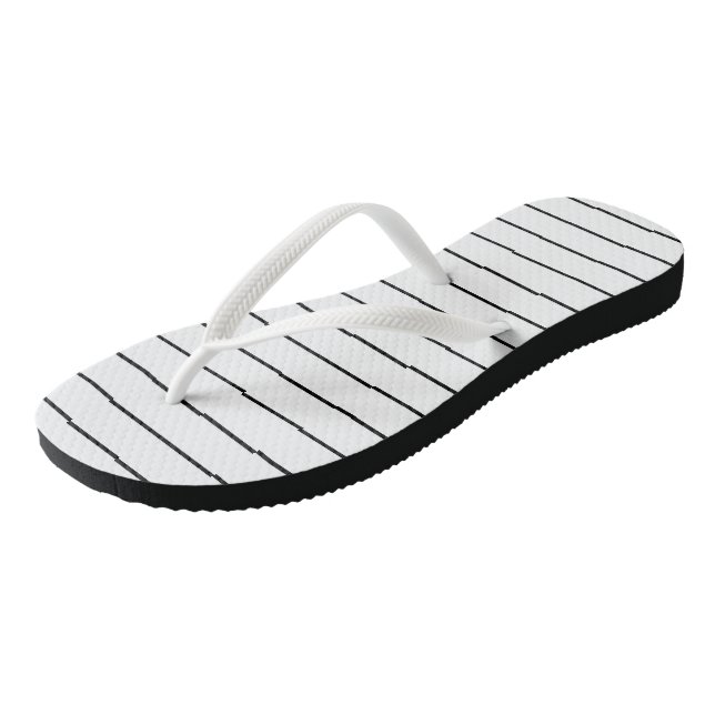 Black and White Stripes Flip Flops (Angled)