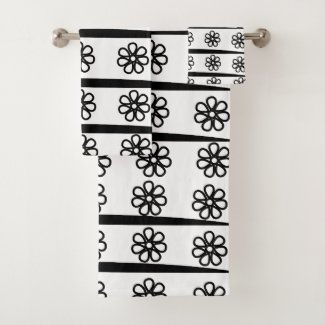 Black and White Stripes Floral Pattern 