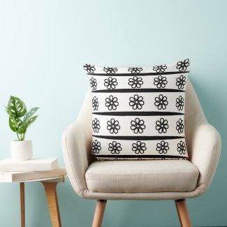 Black and White Stripes Floral Pattern