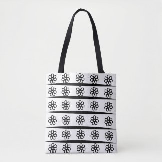 Black and White Stripes Floral Pattern    