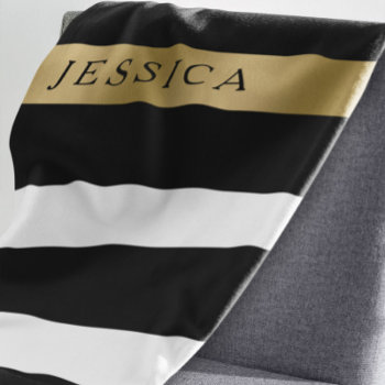 Black And White Stripes Gold Accent Baby Blanket by artOnWear at Zazzle
