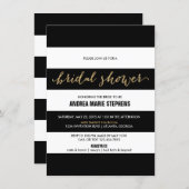Black and White Stripes Gold Glitter Bridal Shower Invitation (Front/Back)