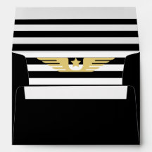 Black and white stripes & gold star & pilots wings