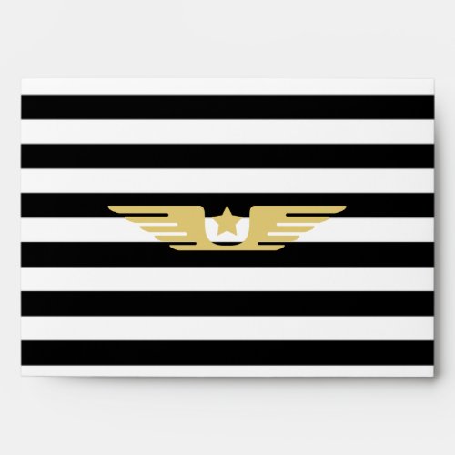 Black and white stripes  gold star  pilots wings envelope