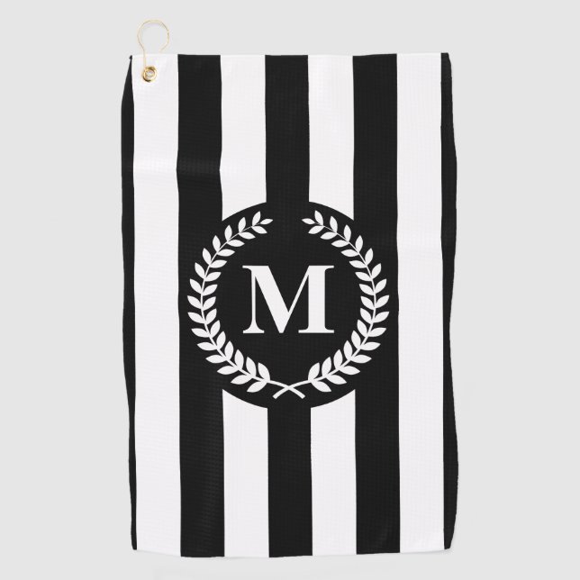 Black and White Stripes Golf Towel (Front)