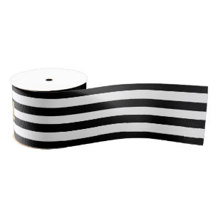 Black and white stripes grosgrain ribbon