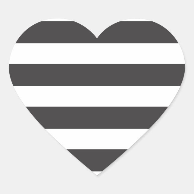 Black and White Stripes Heart Stickers (Front)