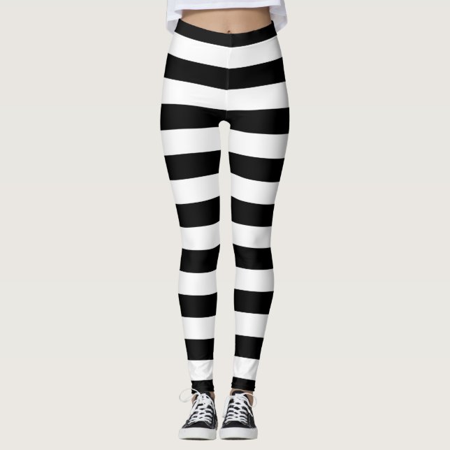 Black and White Stripes Leggings (Front)