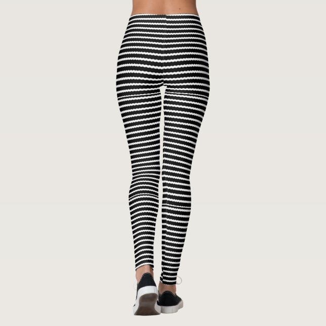 Black and White Stripes  Leggings (Back)