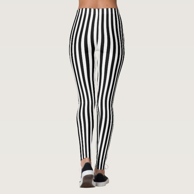 Black and White Stripes Leggings (Back)