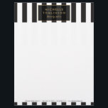 Black and White Stripes Letterhead<br><div class="desc">Coordinates with the Black and White Stripes Salon III Business Card Template by 1201AM. Your name and address is elegantly displayed over a black and white striped background for a very chic and stylish aesthetic on this designer letterhead template © 1201AM CREATIVE</div>