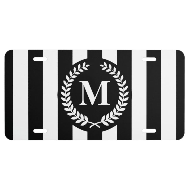 Black and White Stripes License Plate (Front)