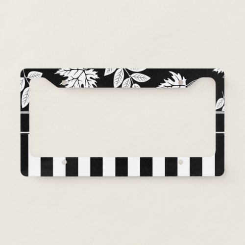 Black and White Stripes License Plate Frame
