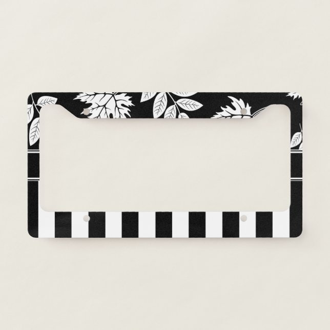 Black and White Stripes License Plate Frame (Front)