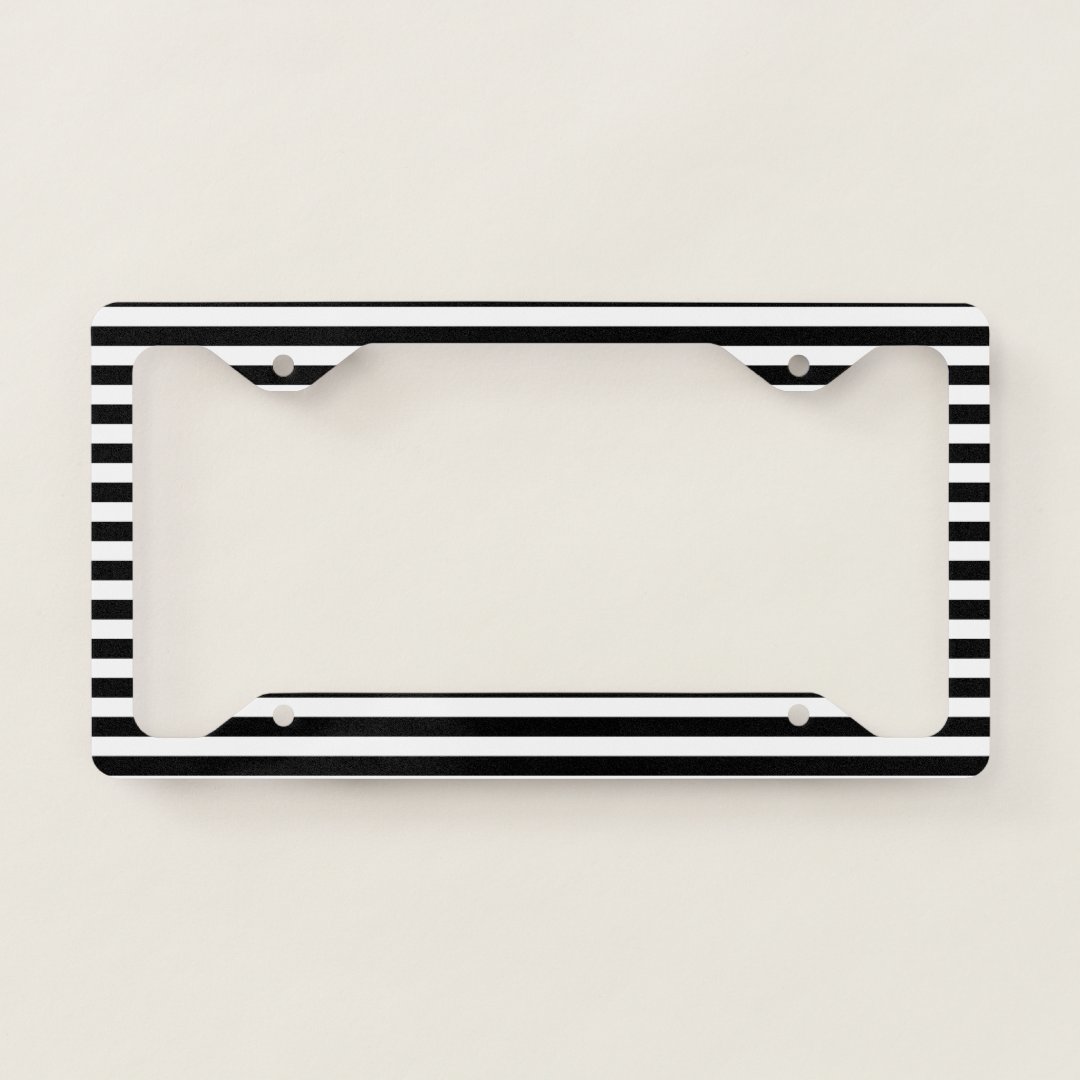 Black and White Stripes License Plate Frame Zazzle
