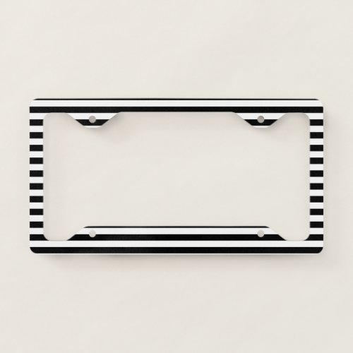 Black and White Stripes License Plate Frame