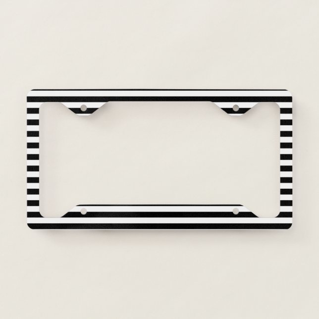 Black and White Stripes License Plate Frame (Front)