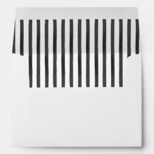 Black and White Stripes Liner Return Address Envelope