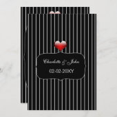 Black and White Stripes Modern Wedding Invitation (Front/Back)