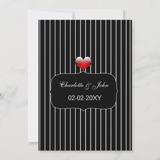 Black and White Stripes Modern Wedding Invitation (Front)