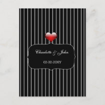Black and White Stripes Modern Wedding Invitation Postcard