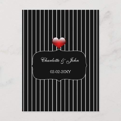 Black and White Stripes Modern Wedding Invitation Postcard