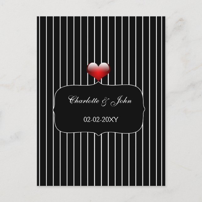Black and White Stripes Modern Wedding Invitation Postcard (Front)
