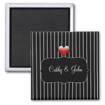 Black and White Stripes Modern Wedding Magnet