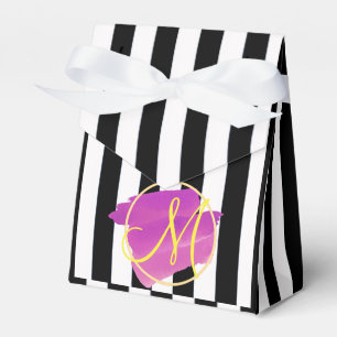 Black and White Stripes ⎥ Monogram Favor Box