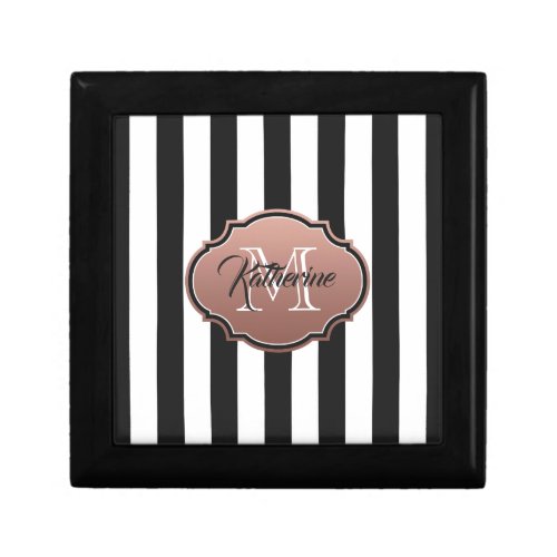 Black and White Stripes Monogram Gift Box