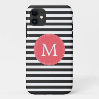 Black and White Stripes Monogram Iphone 5/5S Case