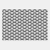 Black and White Stripes Mustaches Wrapping Paper Sheets (Front 3)