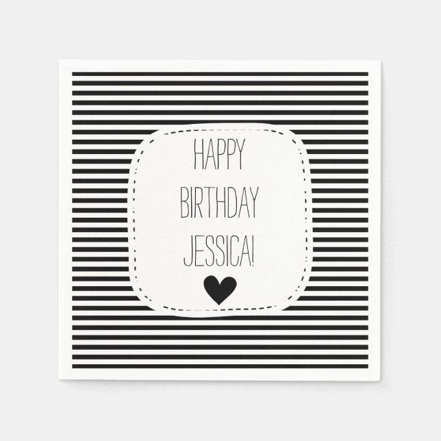 Black and White Stripes Napkins (Front)