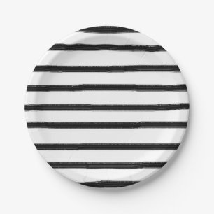 Black And White Stripes Paper Plates