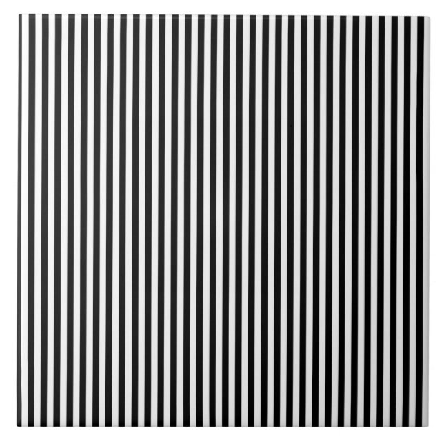 black and white stripes pattern or lines pattern ceramic tile (Front)
