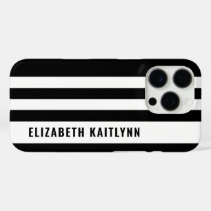 Black and White Stripes Pattern Personalized iPhone 16 Pro Case
