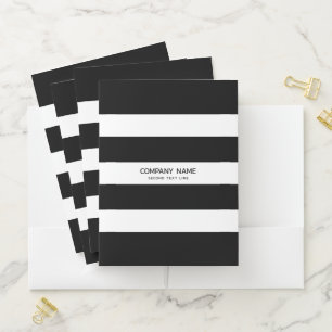 Black and white stripes pattern pocket folder